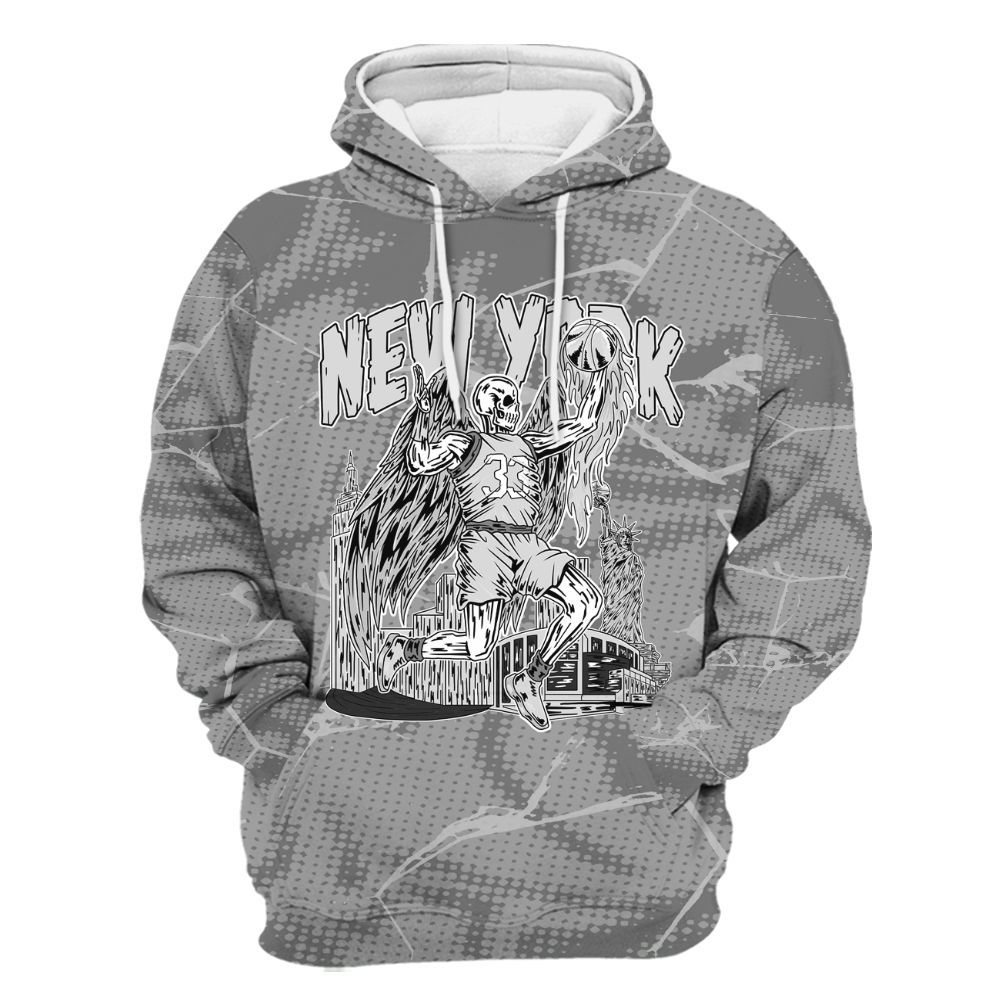 Hoodie To Match Black Wolf Grey 12s - Ewing Era Skeleton Crack All Over Print