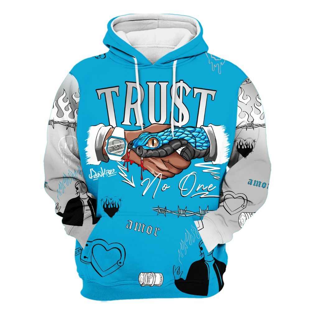 Hoodie To Match Ja 3 Jurassic Park Metallic Silver - Snake Trust No One All Over Print