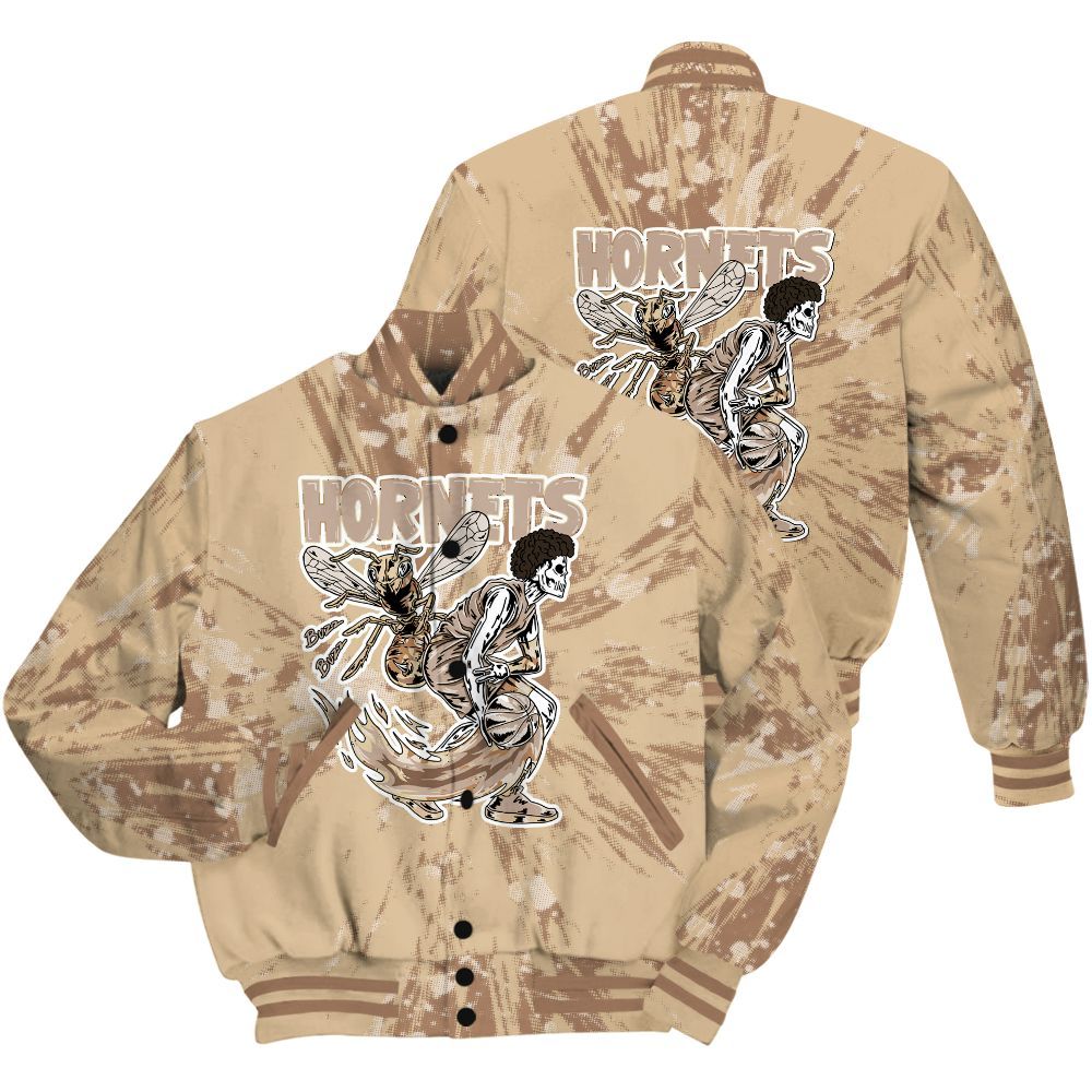 Varsity Jacket To Match Desert Camo 3s Shirt - Hornets Skeleton Luxury All Over Print