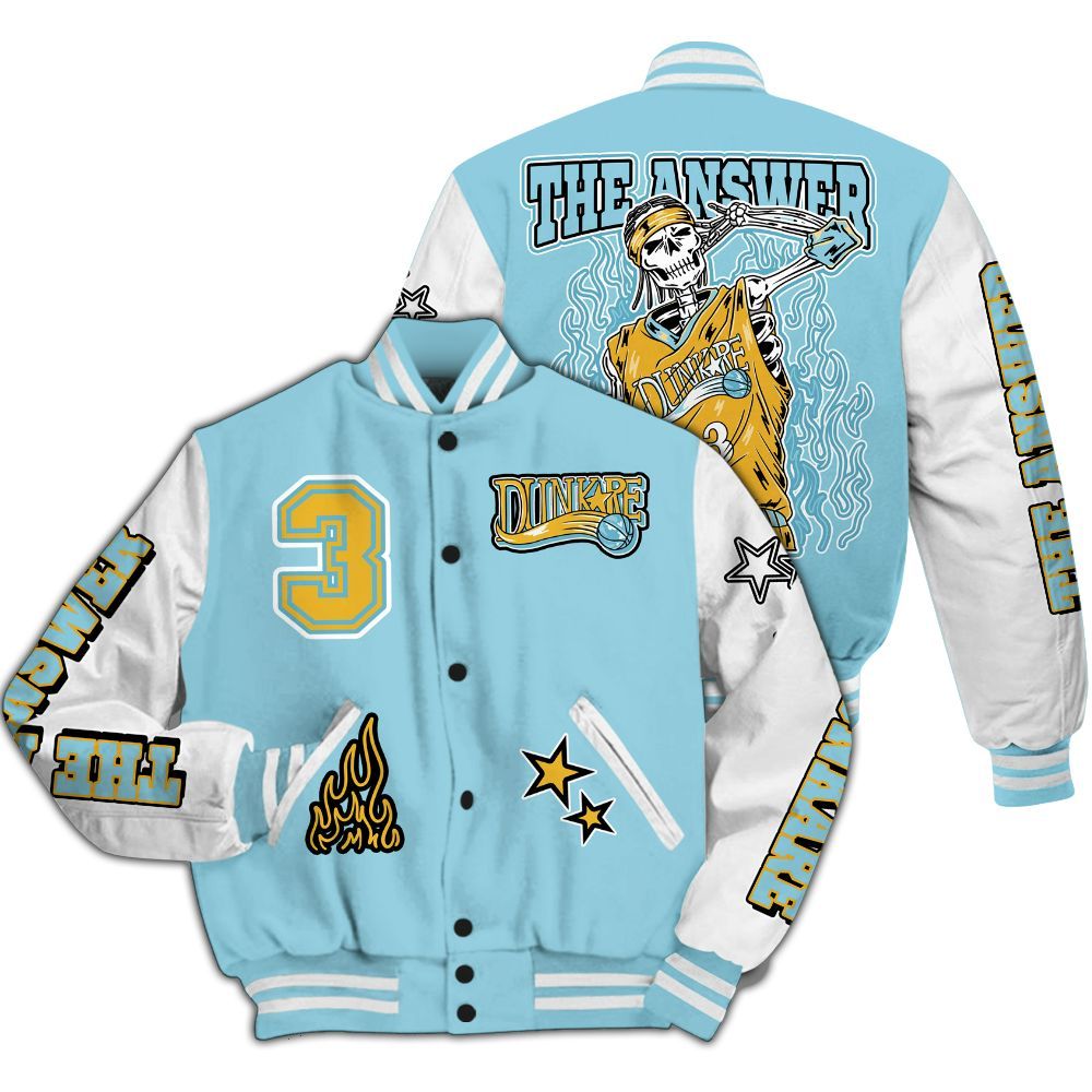 Varsity Jacket To Match Dunk High Homer Simpson - Allen Answer Skeleton All Over Print