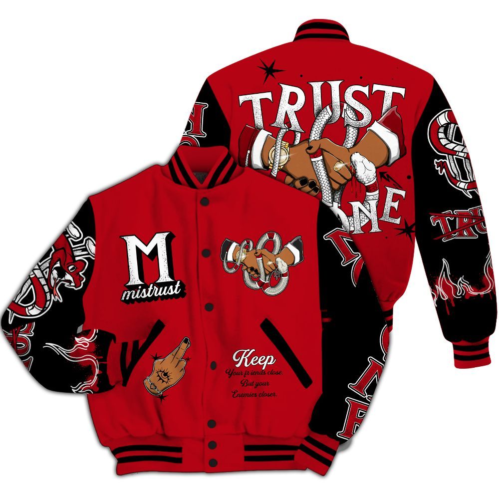 Varsity Jacket To Match Bred Velvet 11s - Trust No One Snake-Bite Street Style All Over Print