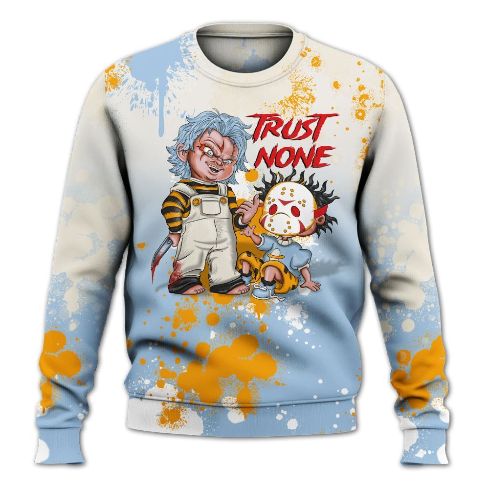 Sweatshirt To Match Retro High OG Pale Ivory Psychic Blue 1s - Trust No One Scary All Over Print