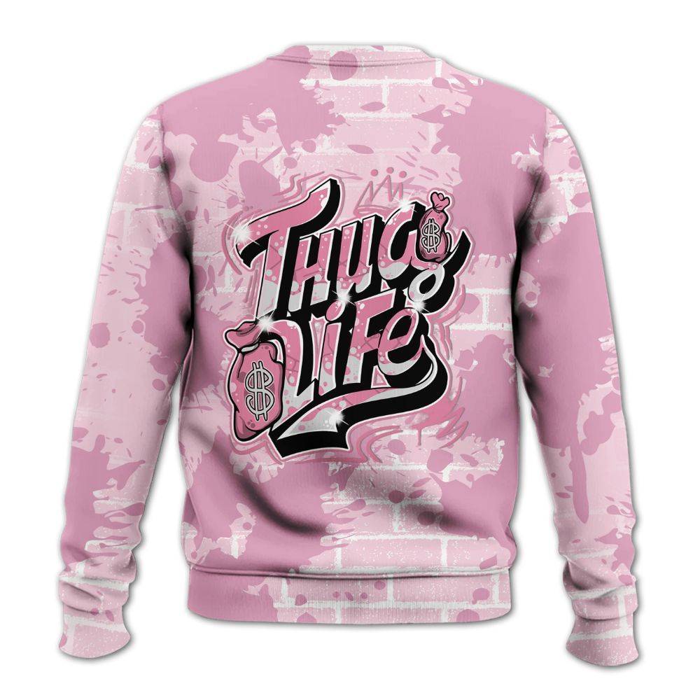 Sweatshirt To Match Orchid 4s - Free Thug Living Graphic Brick Art All Over Print