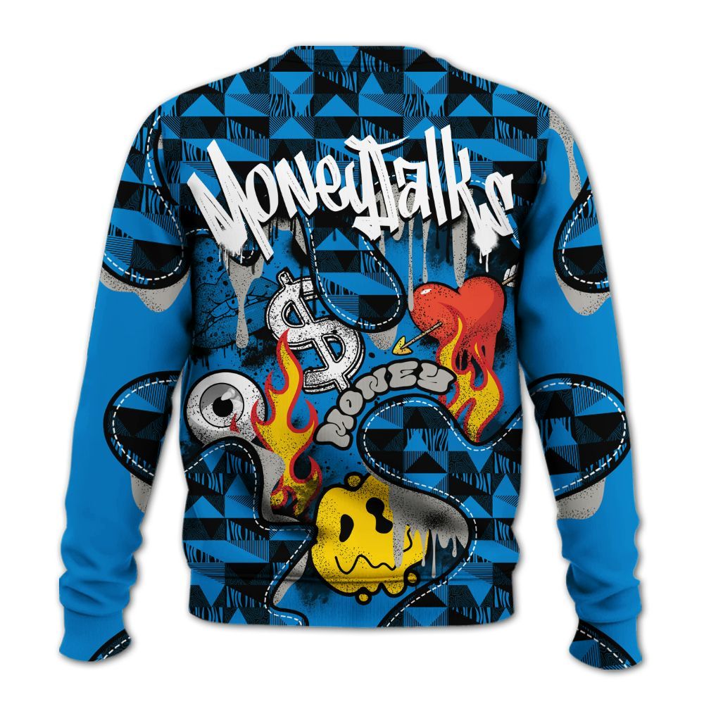 Sweatshirt To Match Industrial Blue 4s - 23 Smile Burning Heart Military Blue 4s All Over Print