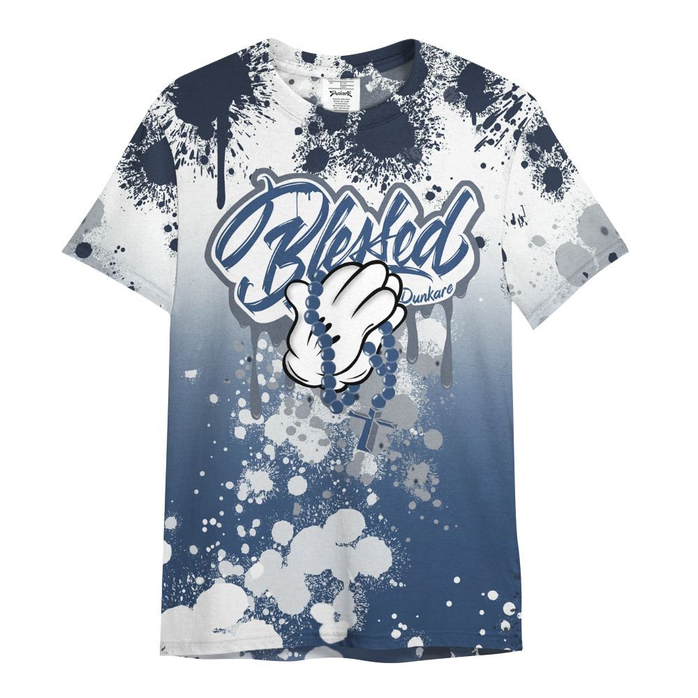 Shirt To Match Midnight Navy 4s - God Blessed Ink Drip All Over Print