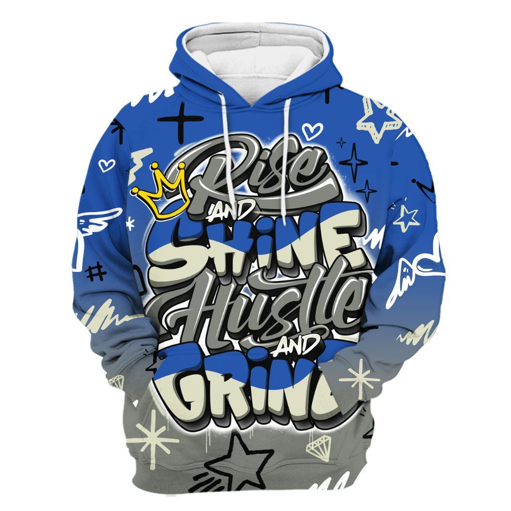 Hoodie To Match Lucky Shorts 3s - Rise Shine Hustle Grind All Over Print