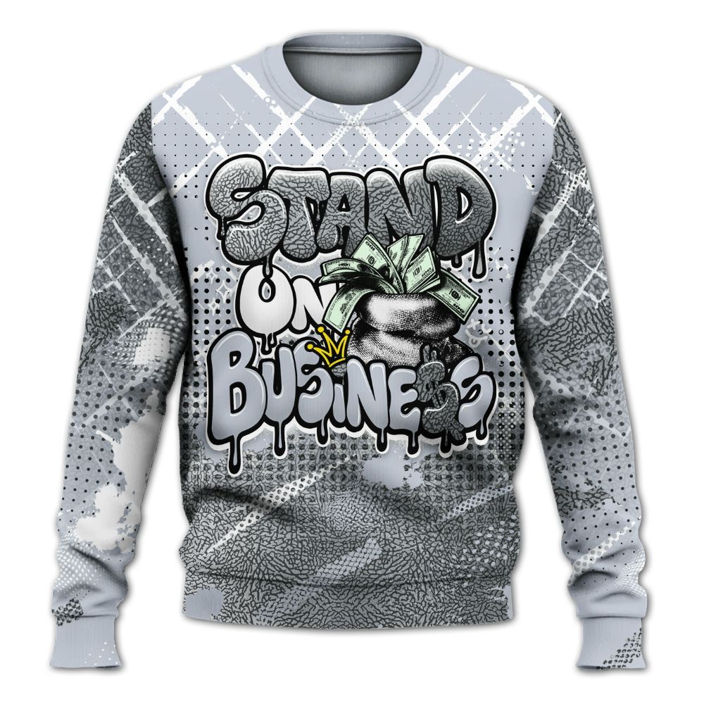Sweatshirt To Match Cement Grey Silver 3s - Halftone Stand Business Dripping All Over Print