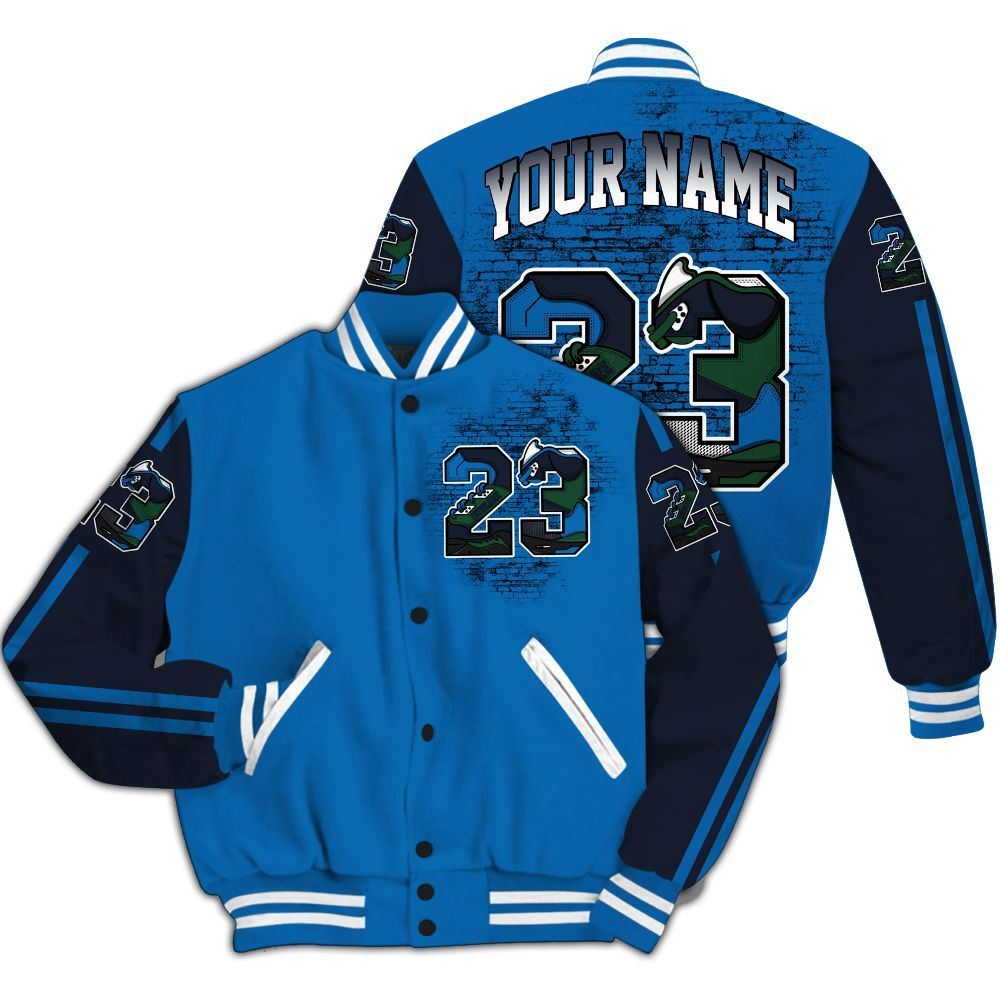 Varsity Jacket To Match 95 Big Bubble Slate - Custom Name Number 23 5s All Over Print