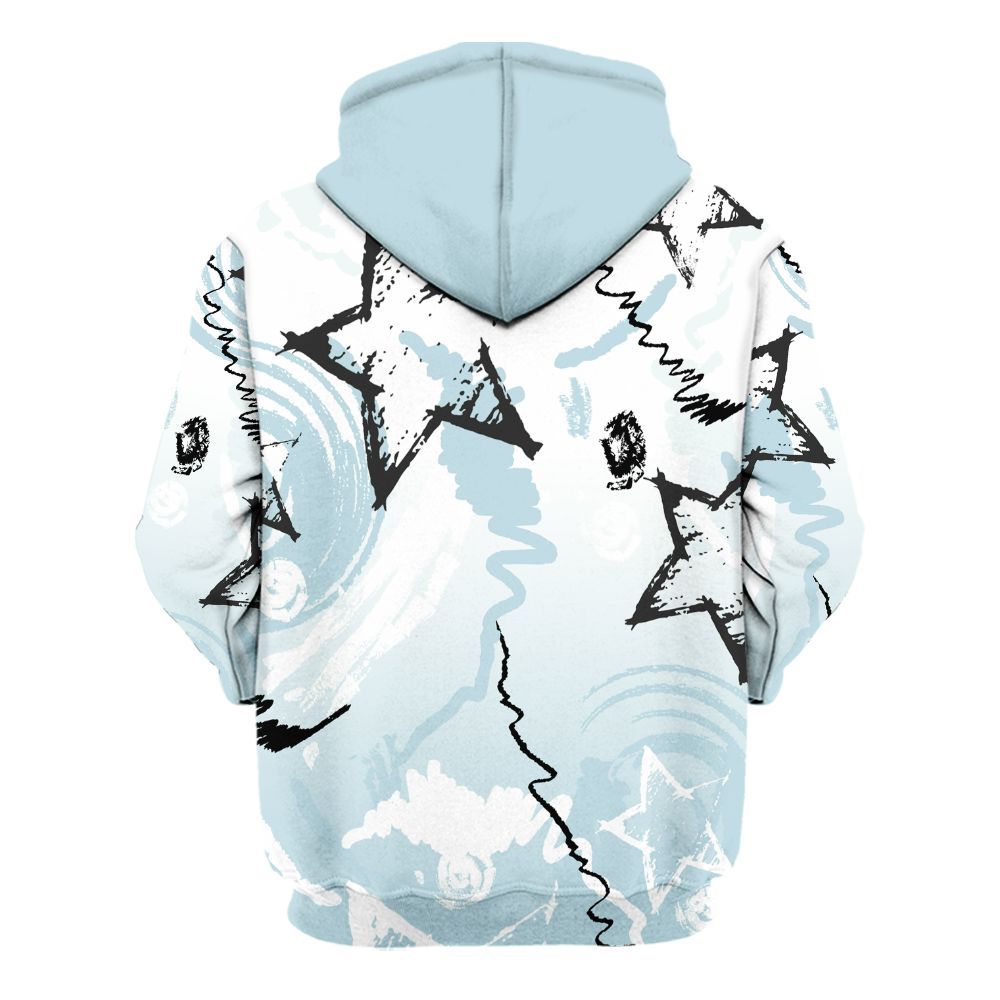 Hoodie To Match Mid Ice Blue 1s - Grind Shine Later Drip All Over Print