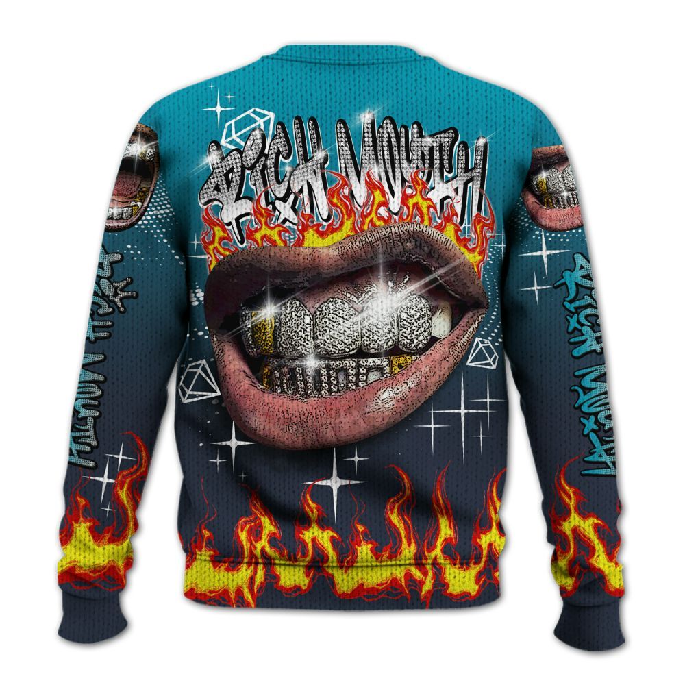 Knitted Sweater To Match Retro Obsidian 13s - Rich Mouth Fire Rap Retro 90s