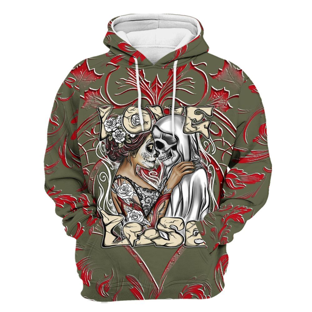 Hoodie To Match Travis Scott Low OG Medium Olive 1s - Loves Lose Gothic All Over Print