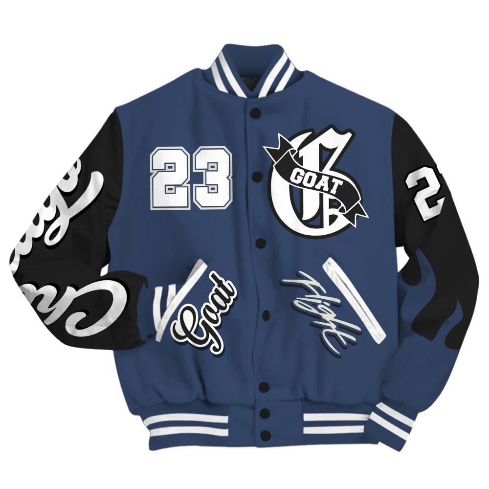 Varsity Jacket To Match Diffused Blue 3s - The G.O.A.T Flight Streetwear All Over Print