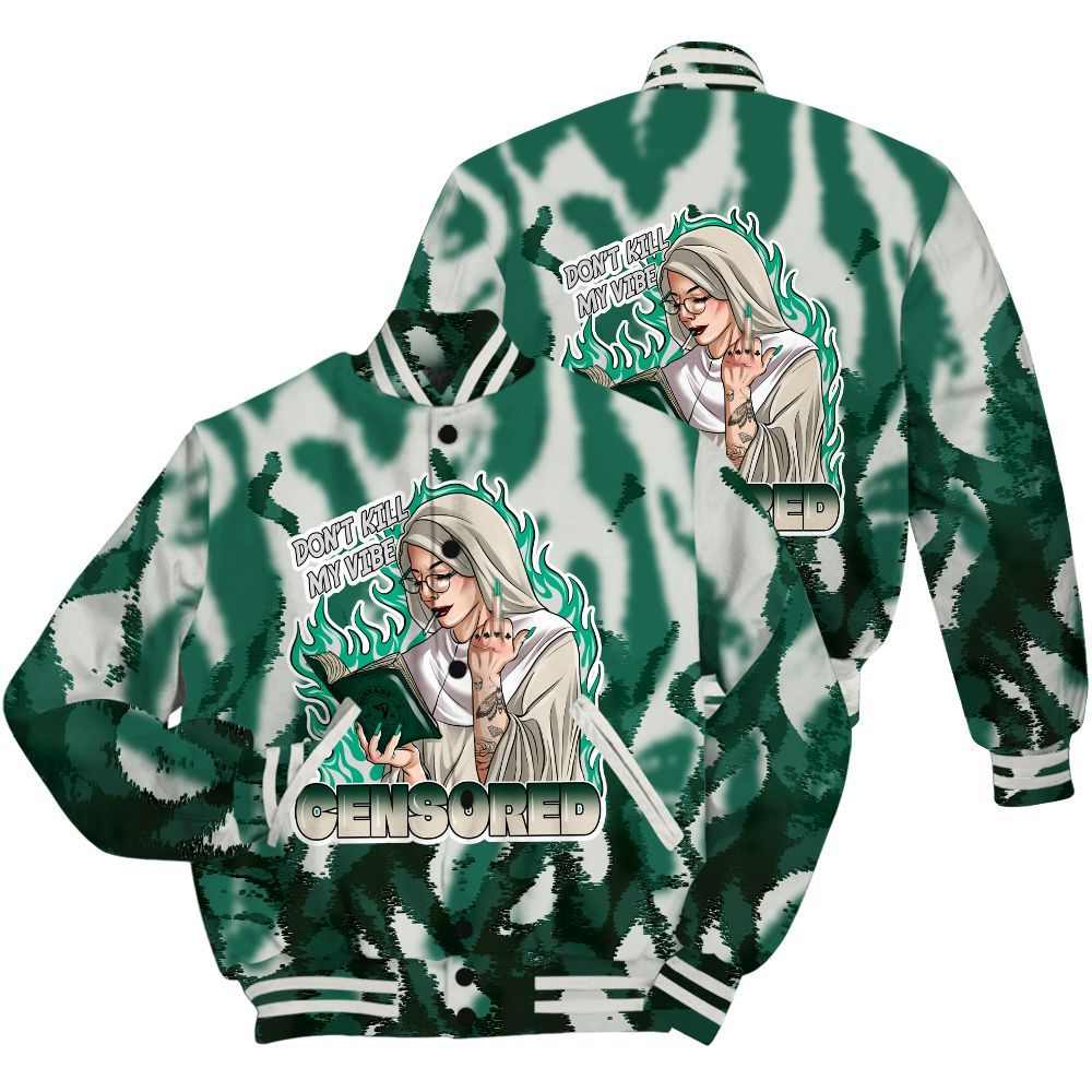 Varsity Jacket To Match Oxidized Green 4s Shirt - Censoredz Burn All Over Print