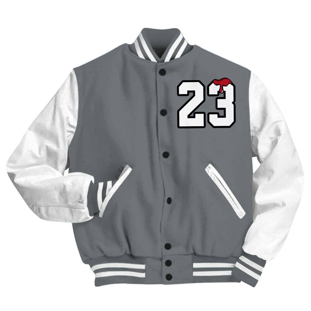 Varsity Jacket To Match Retro Fire Red 9s - Custom Name Number 23 Drip All Over Print