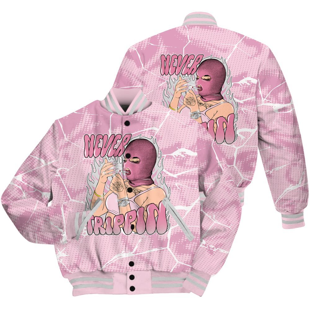 Varsity Jacket To Match Orchid 4s Shirt - Ne'er Trippin' Unique Crack All Over Print