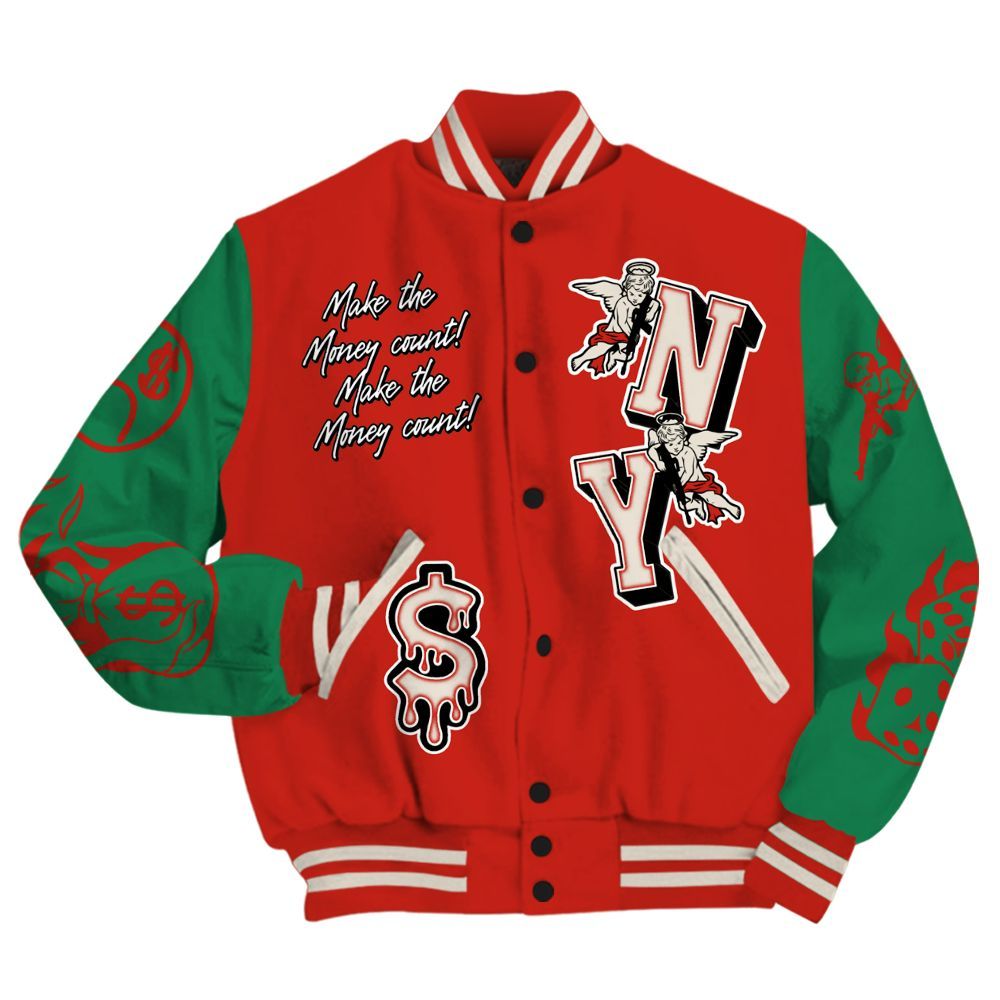 Varsity Jacket To Match Retro El Vuelo 3s - Paid In Full Money Graphic Varsity Jacket All Over Print