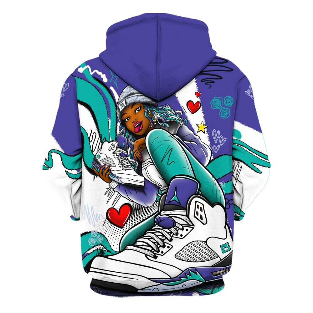 Hoodie To Match Retro Grape 5s - Sneaker Girl With Shoes All Over Print