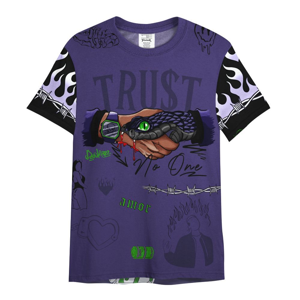 Shirt To Match Retro Court Purple 13s - Snake Trust No One All Over Print