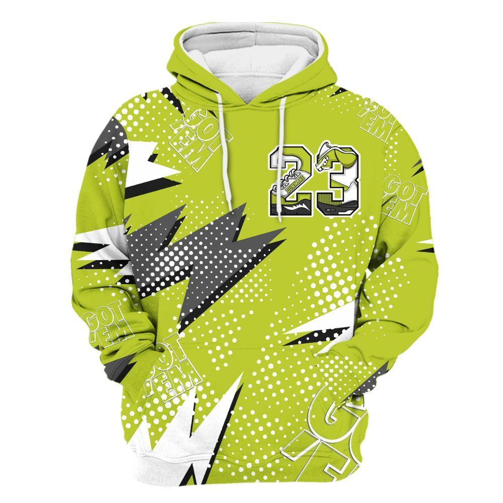 Hoodie To Match Bright Cactus 13s - Custom Name Number 23 5s All Over Print