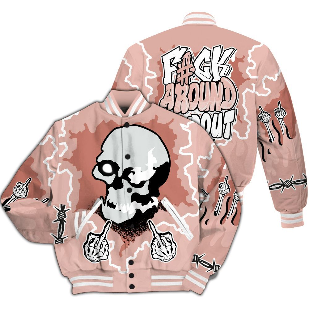 Varsity Jacket To Match Dunk Low Pink Velvet - F Around Find Out Graphic Trapped All Over Print