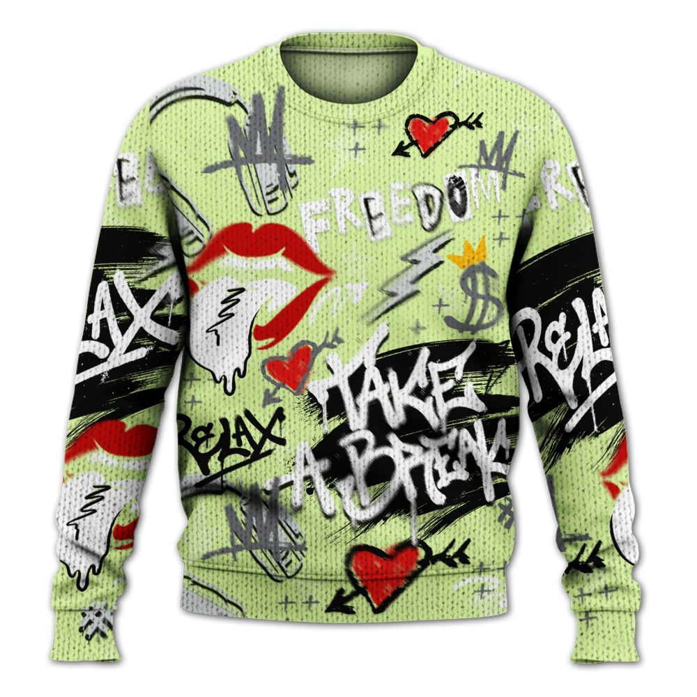 Knitted Sweater To Match Smoke Grey Volt TR 1s - Take Break Freedom Graffiti Streetwear
