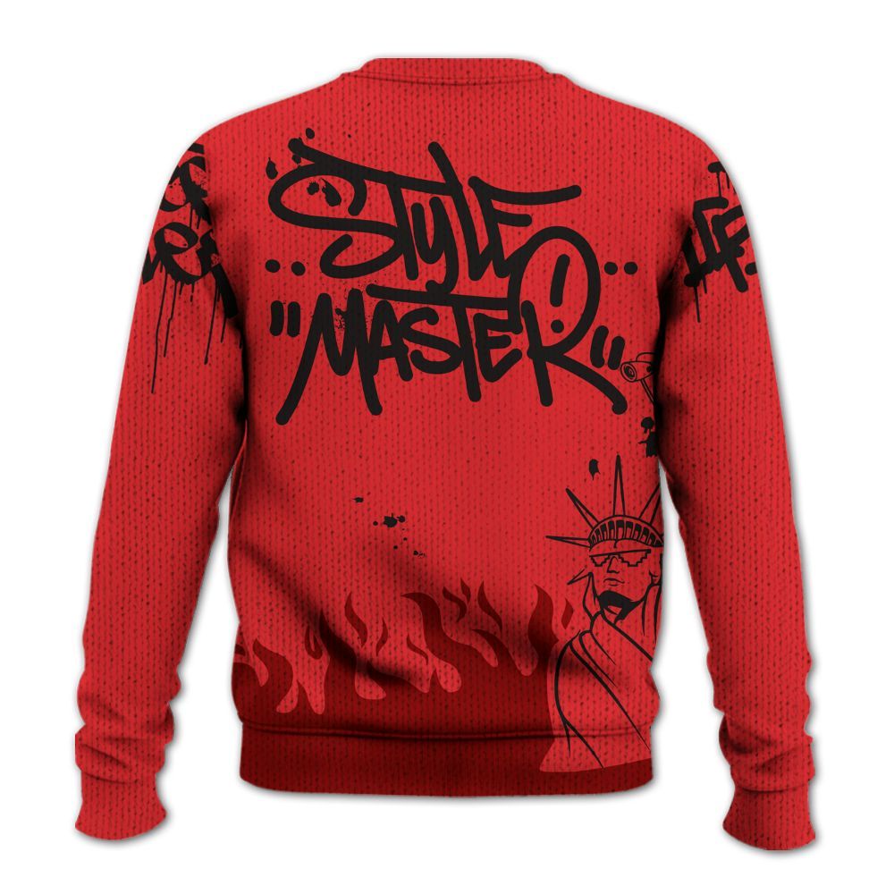 Knitted Sweater To Match Chile Red 9s - Graphic Fck Around Find Out