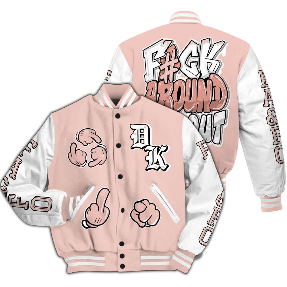Varsity Jacket To Match Low Legend Pink 11s - F Around Find Out Graphic All Over Print