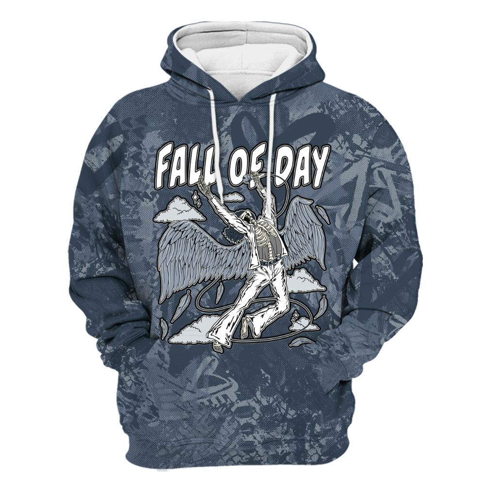 Hoodie To Match Low Diffused Blue 11s - Fall Of Days Skeleton Heart All Over Print