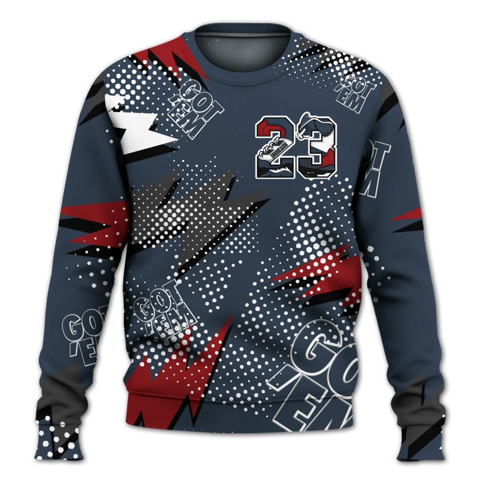 Sweatshirt To Match Navy Blue 2024 6s - Custom Name Number 23 5s All Over Print