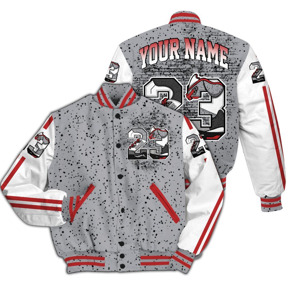 Varsity Jacket To Match White Cement 4s - Custom Name Number 23 5s All Over Print