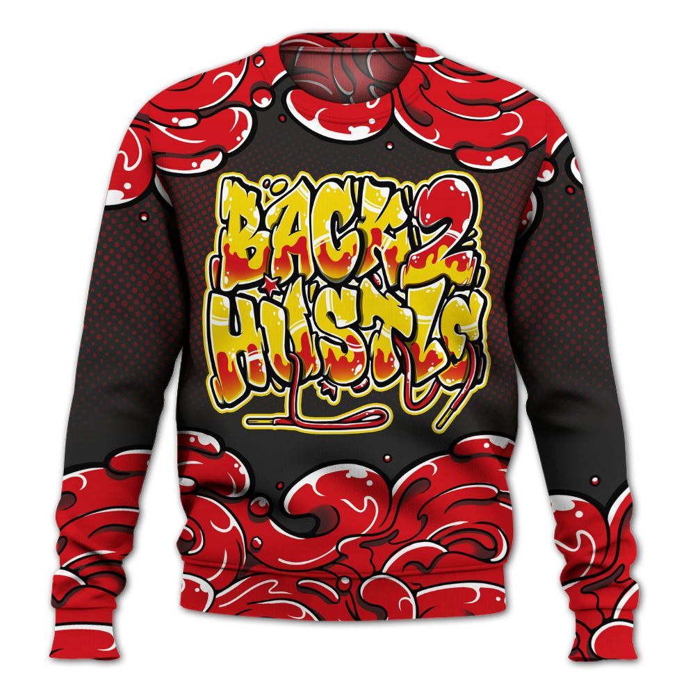 Sweatshirt To Match Ferrari 14s - Back 2 Hustles Typo All Over Print