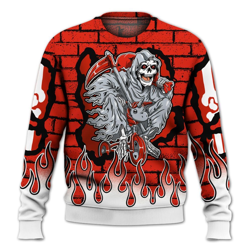 Sweatshirt To Match Retro Cherry 11s - Self Make Skeleton Crashed All Over Print