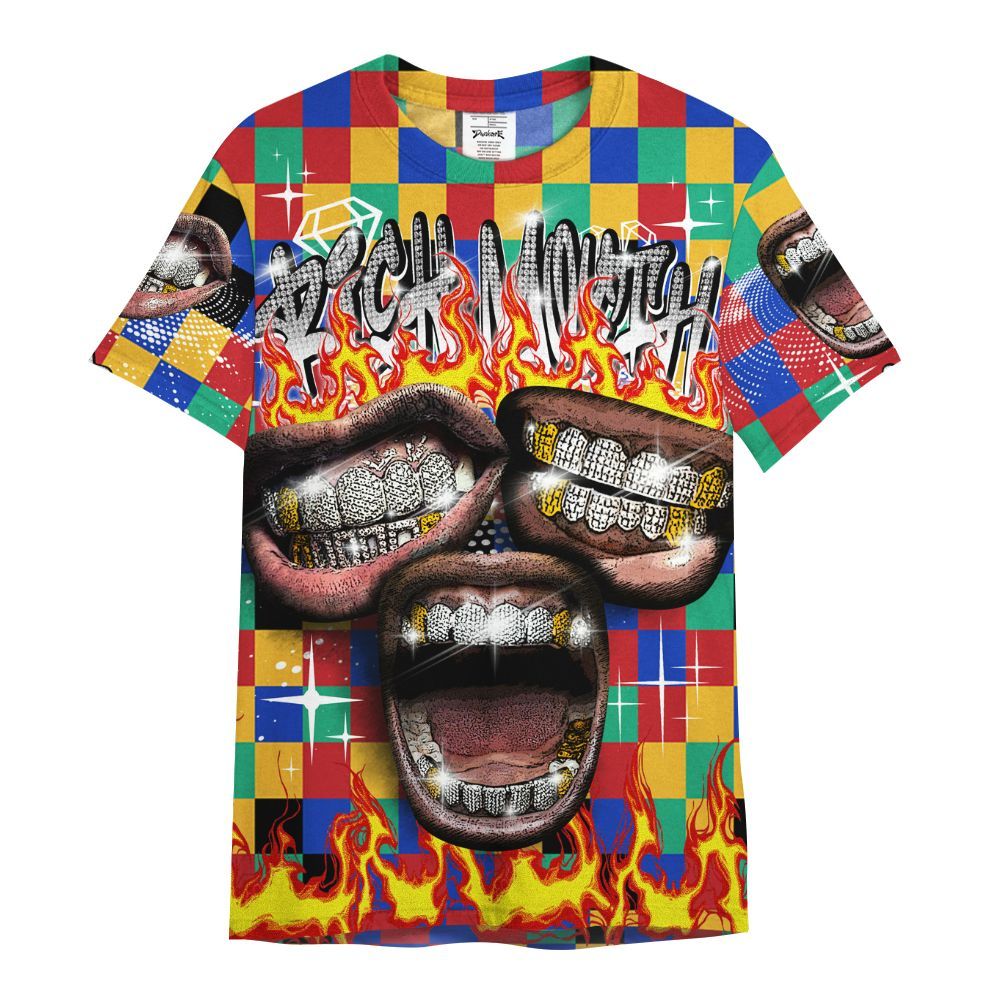 Shirt To Match Air Rainbow Weave - Rich Mouth Fire Rap Retro 90s All Over Print