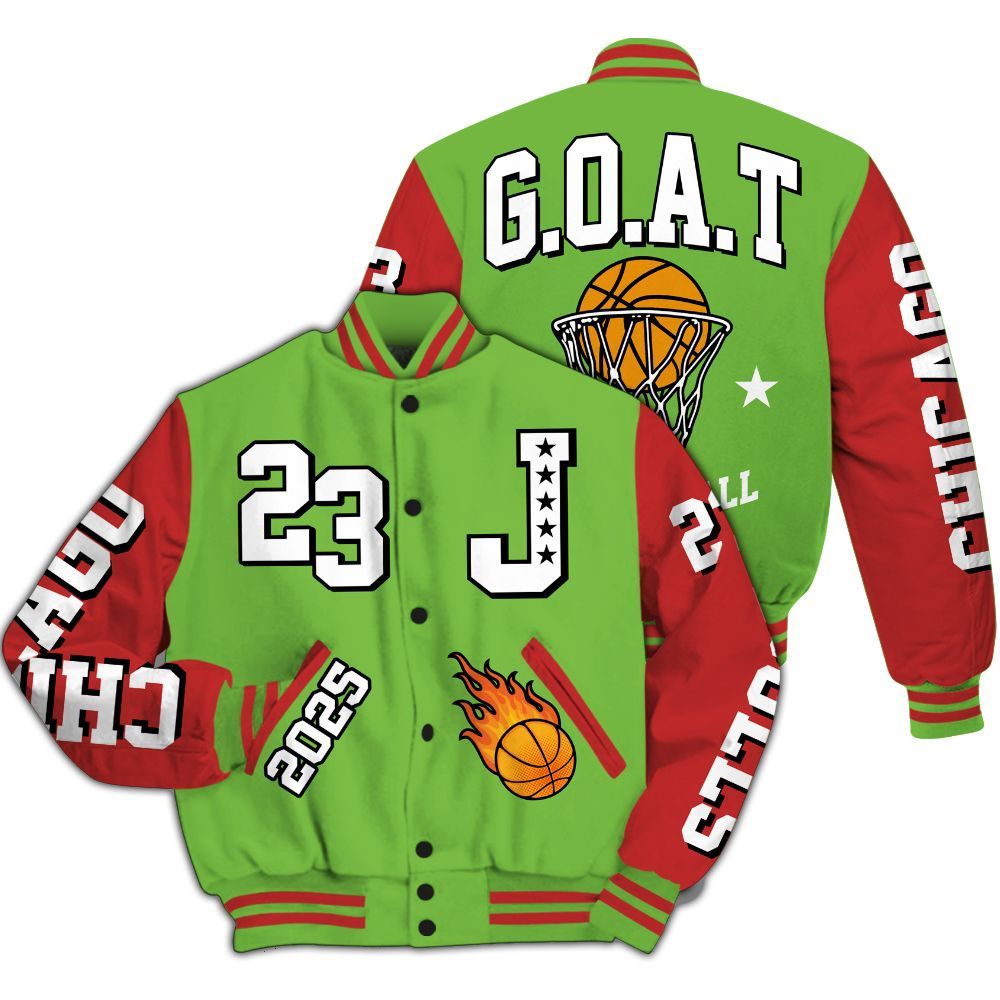 Varsity Jacket To Match Air Max Waffle SP Action Green - Chicago 23 Basketball All Over Print