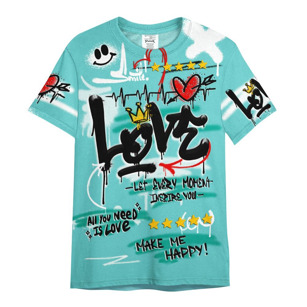 Shirt To Match KD 4 Easter Mint Candy - Happy Love Beats Graffiti All Over Print