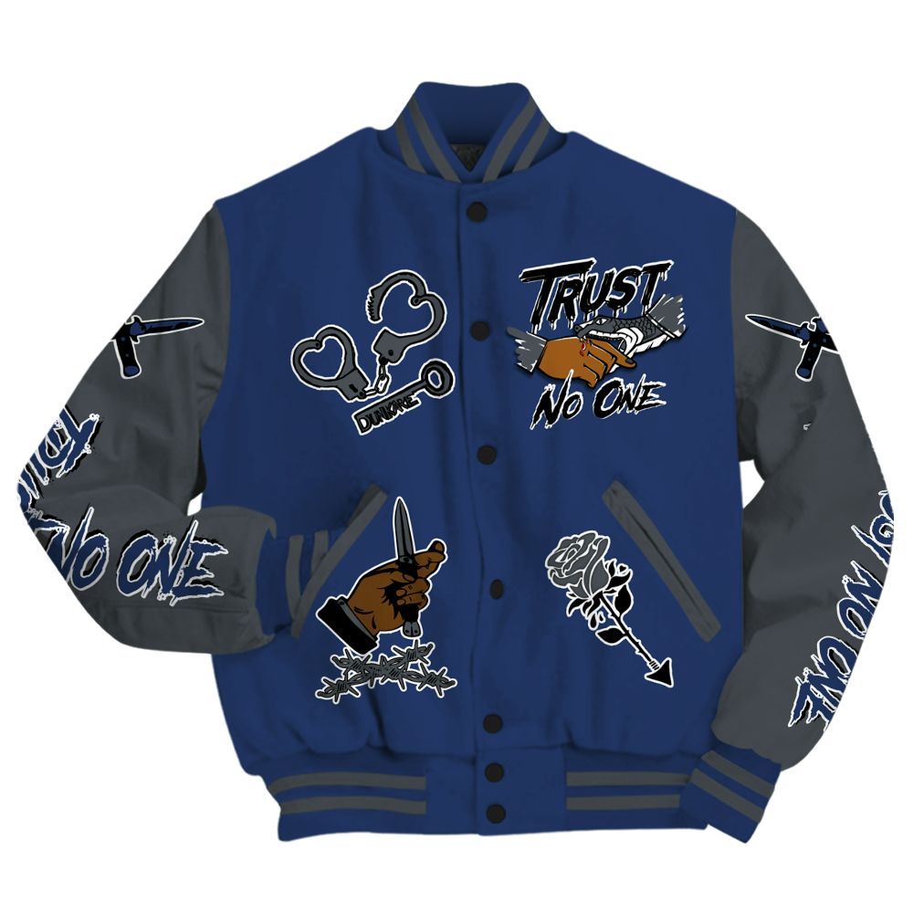 Varsity Jacket To Match Retro Flint 13s - Trust No One Dripping All Over Print