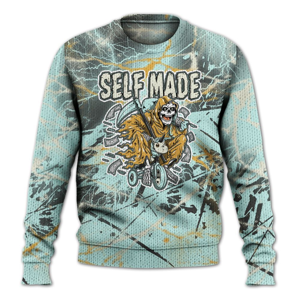 Knitted Sweater To Match Pure Platinum 4s - Self Make Skeleton Profound