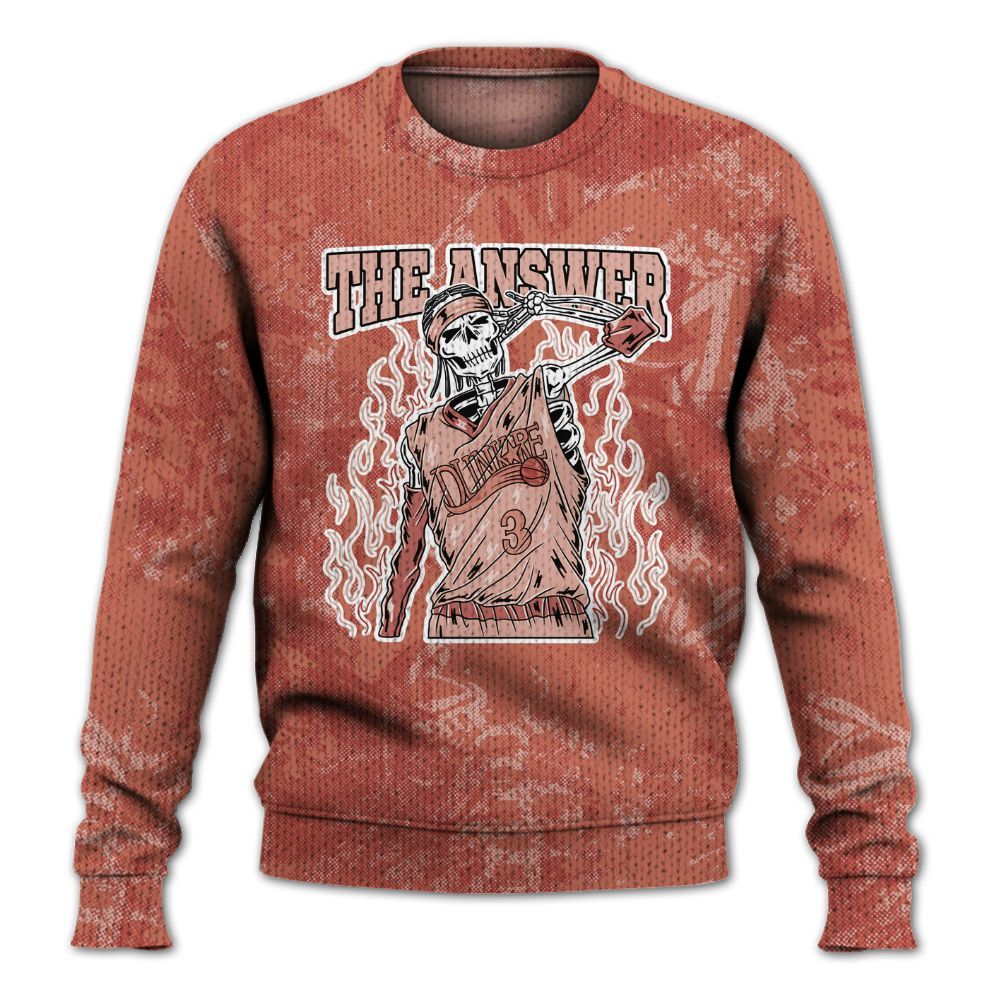 Knitted Sweater To Match Dune Red 13s - Allen Answer Skeleton Heart