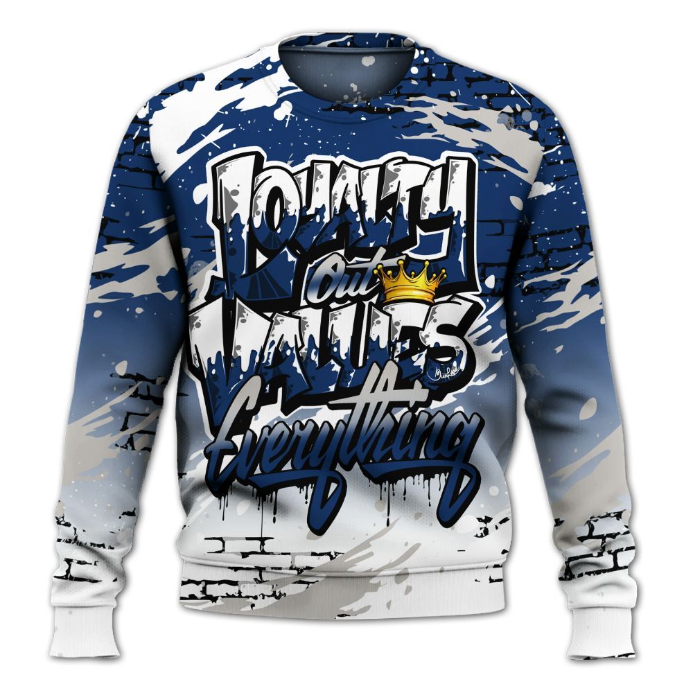 Sweatshirt To Match High OG Deep Royal Blue 1s - Values Of Loyalty Drip All Over Print