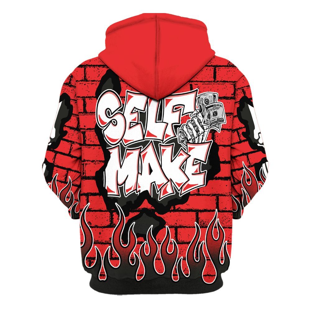 Hoodie To Match Red Thunder 4s - Self Make Skeleton Crashed All Over Print
