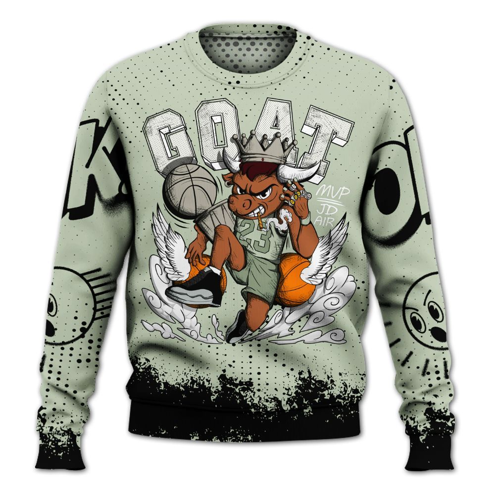 Sweatshirt To Match Seafoam Sail 4s - FlightMan Number 23 G.O.A.T All Over Print