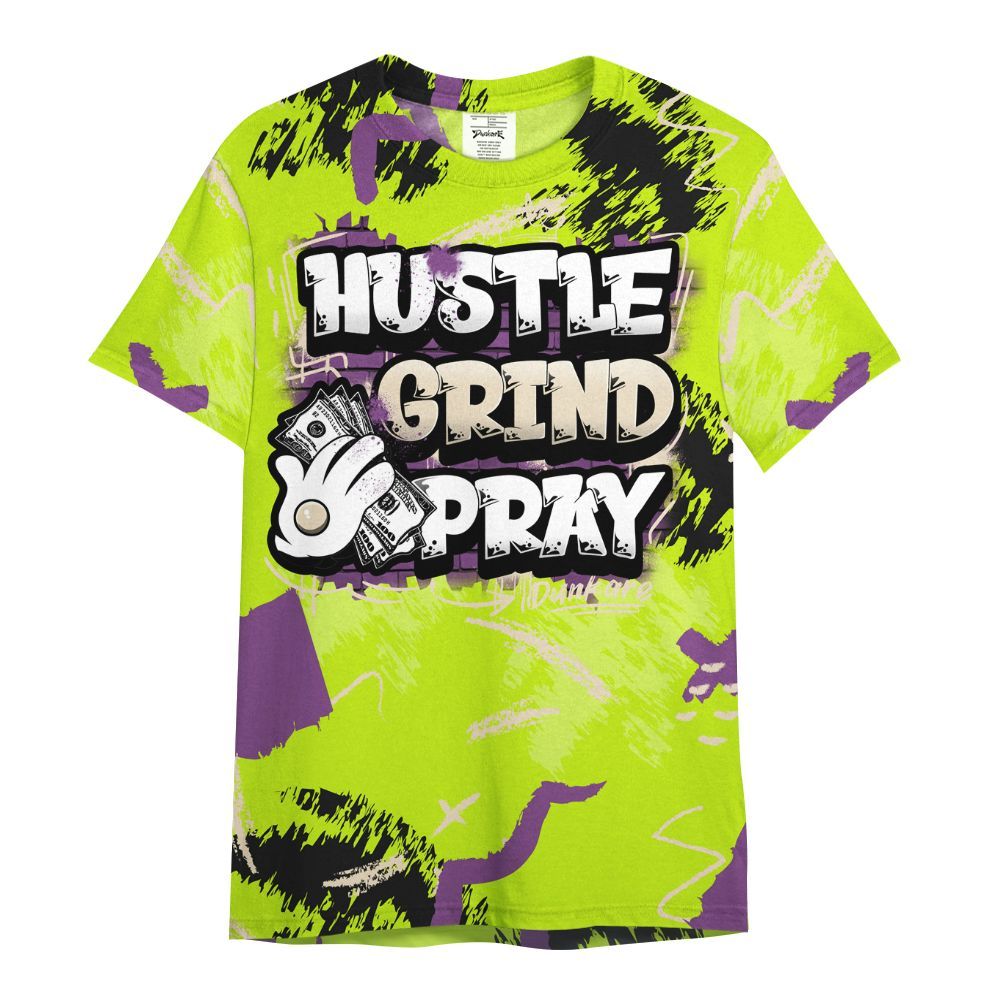 Shirt To Match GS Black Barely Volt 11s - Hustle Grind Pray Graphic Street Style All Over Print