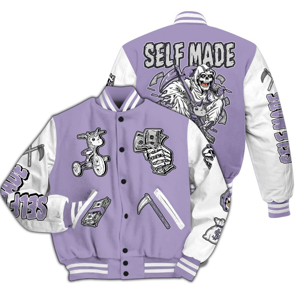 Varsity Jacket To Match Low Pure Violet 11s - Self Make Skeleton All Over Print