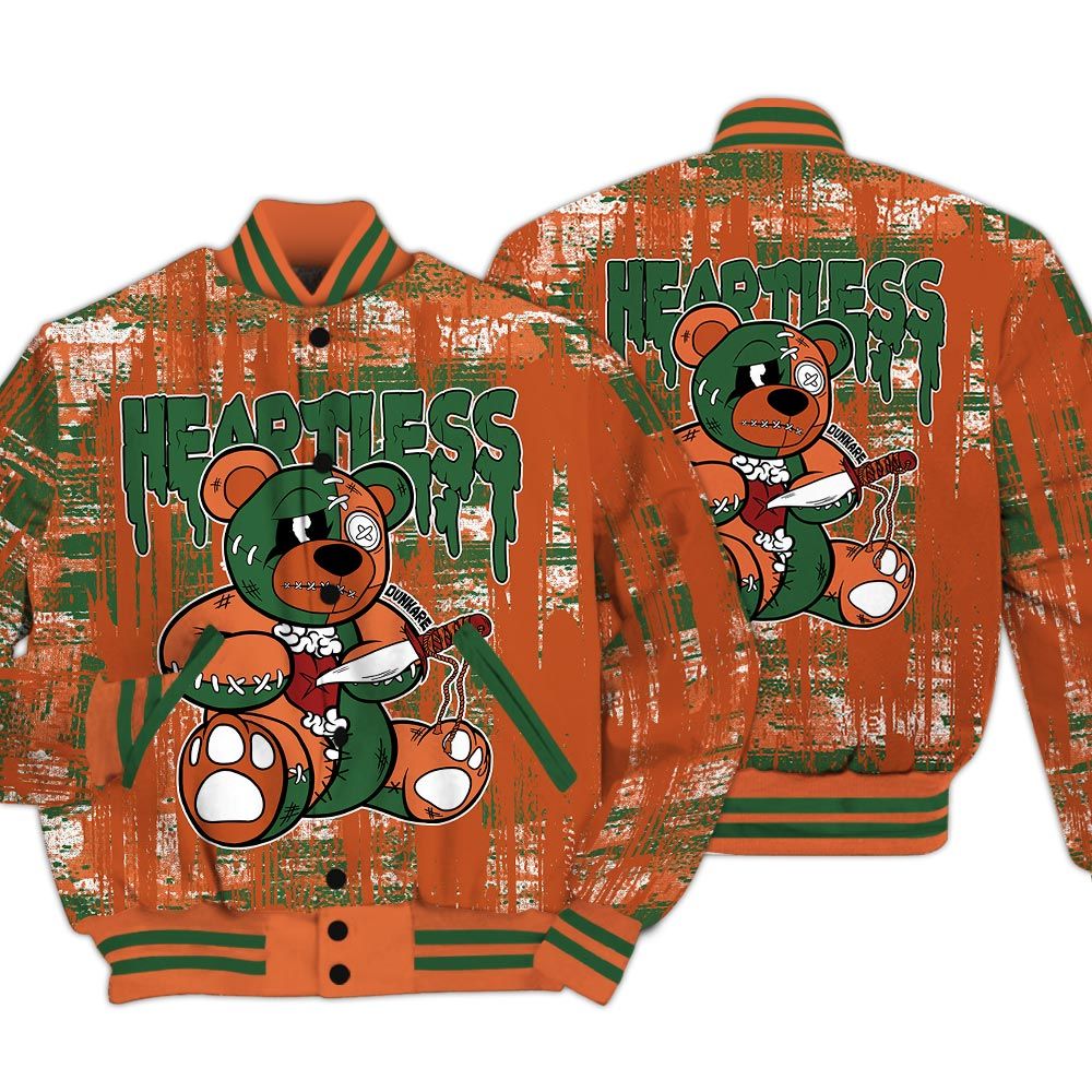 Varsity Jacket To Match Low Miami 5s - Heartless Bear Glitch Art Varsity Jacket Unisex