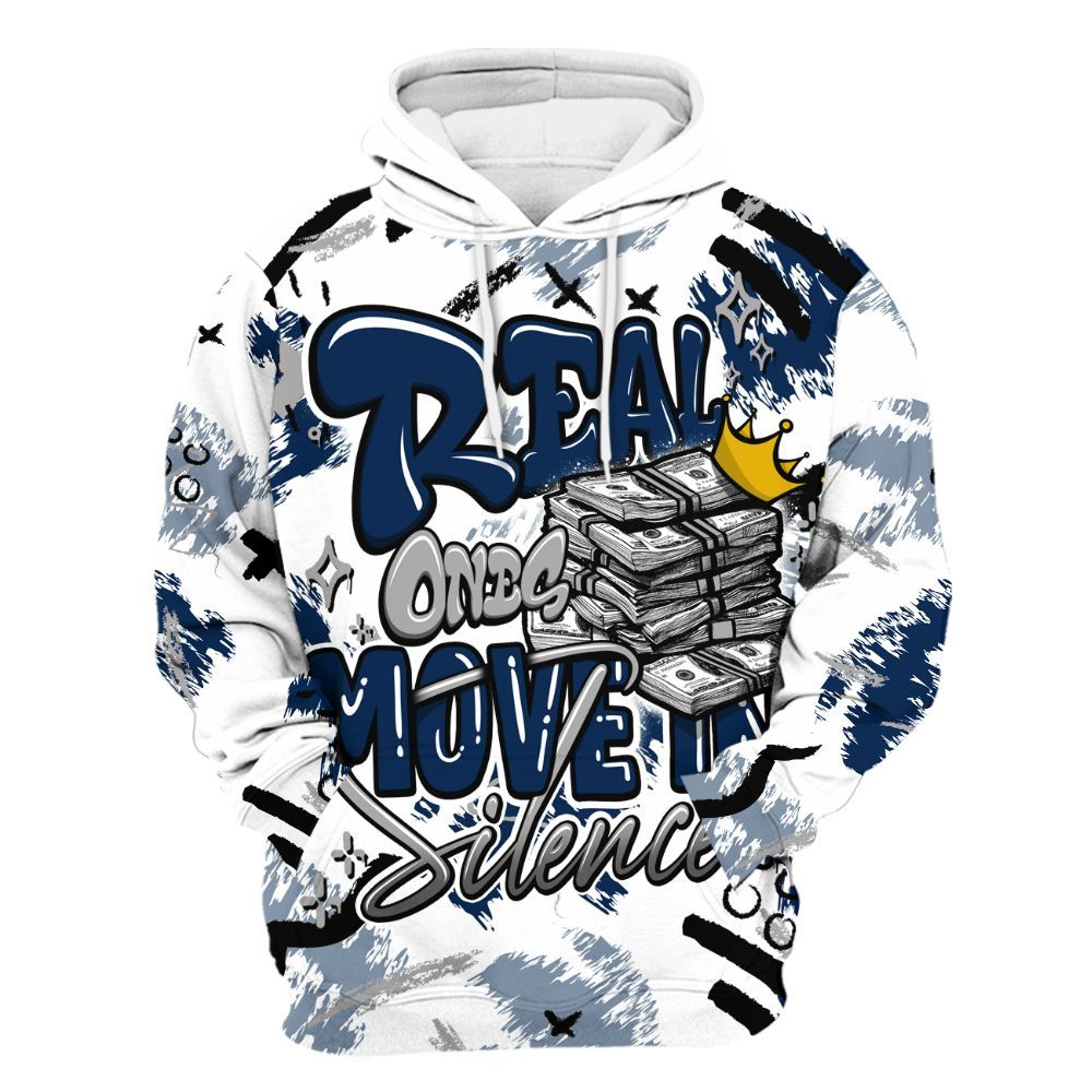 Hoodie To Match SB White Navy 4s - Real Ones Move In Streetwear All Over Print