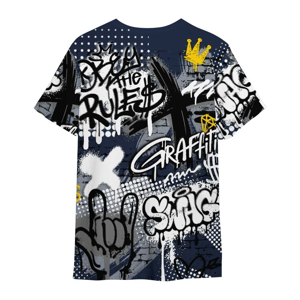 Shirt To Match Dunk Low White Midnight Navy - True It Real Graffiti Streetwear All Over Print