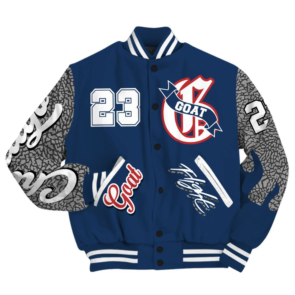 Varsity Jacket To Match SP Sport Royal 3s - The G.O.A.T Flight Streetwear All Over Print