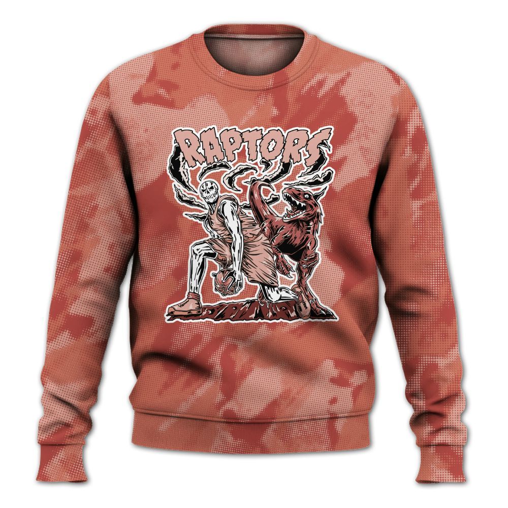 Sweatshirt To Match Dune Red 13s - Raptors Skeleton Abstract Halftone All Over Print