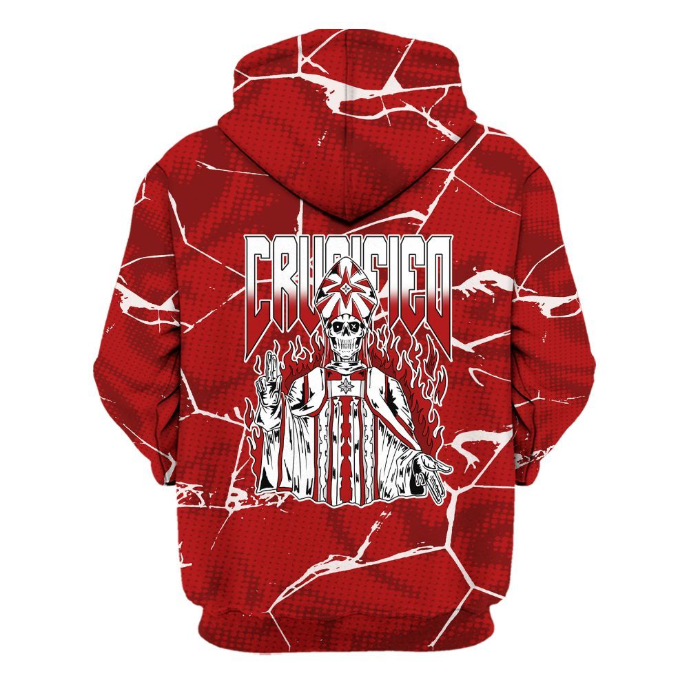 Hoodie To Match Red Taxi 12s - Crucified Skeleton Crack All Over Print