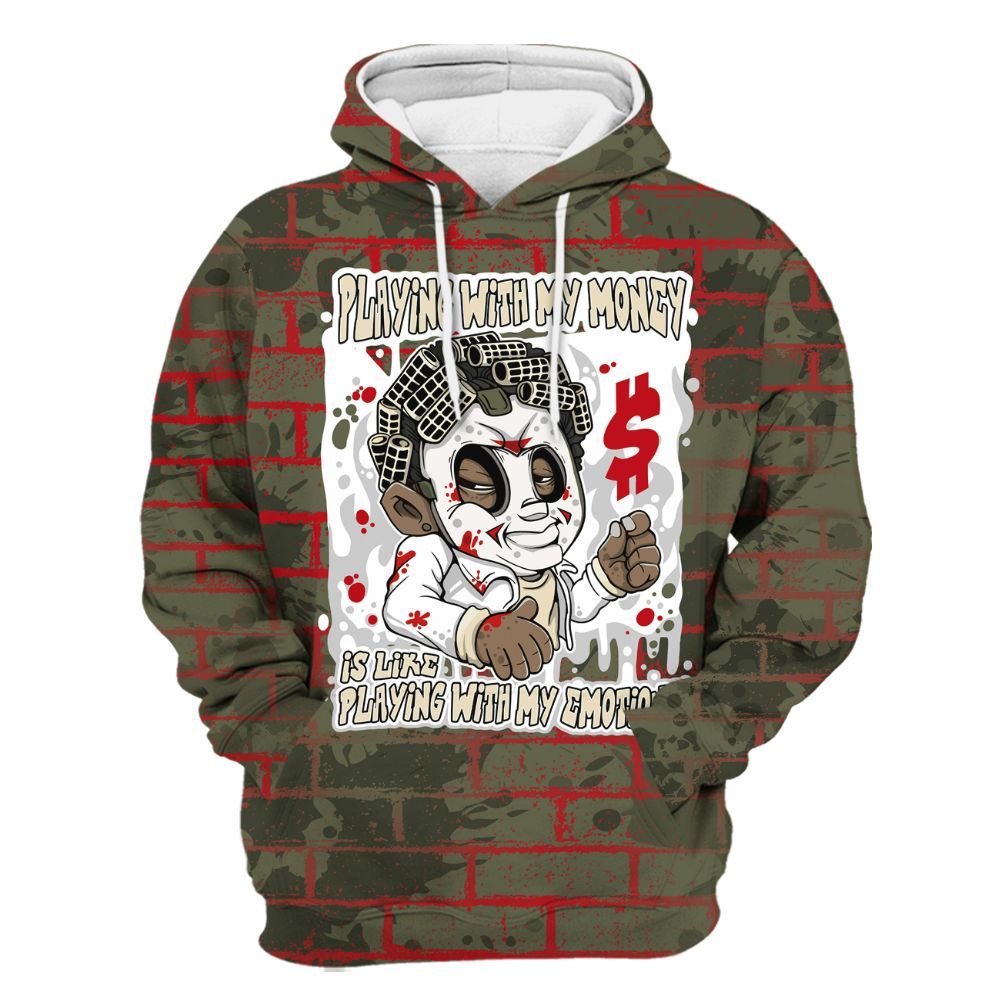 Hoodie To Match Travis Scott Low OG Medium Olive 1s - Playing With My Money Graphic Halloween All Over Print